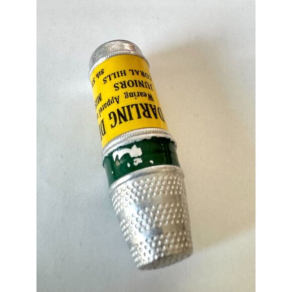 Vintage Darling Dress Shop Sewing Kit Thimble Advertising Coral Hills Langley Pa - Picture 4 of 7